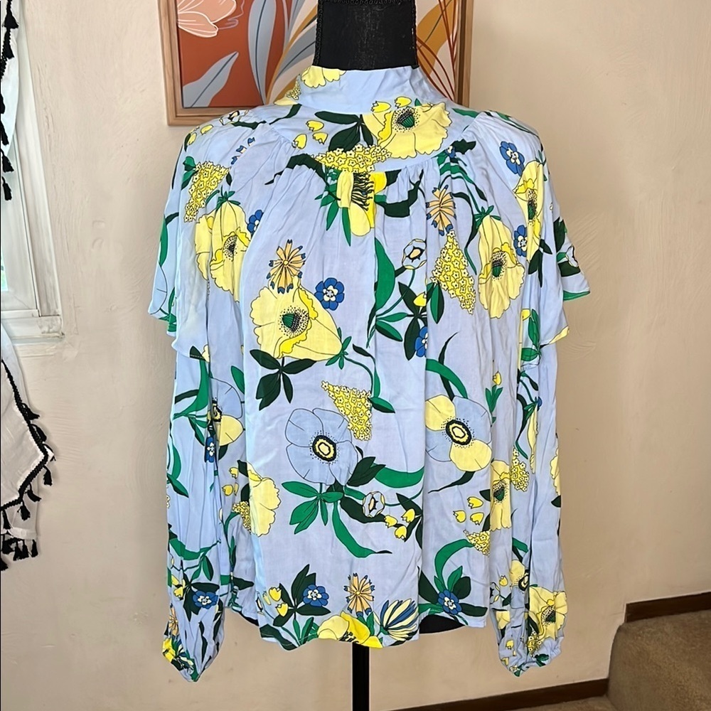 INC International Concepts Mabel Bouquet Floral Ruffled Blouse Size XL